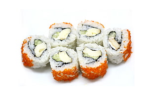 six sushi rolls